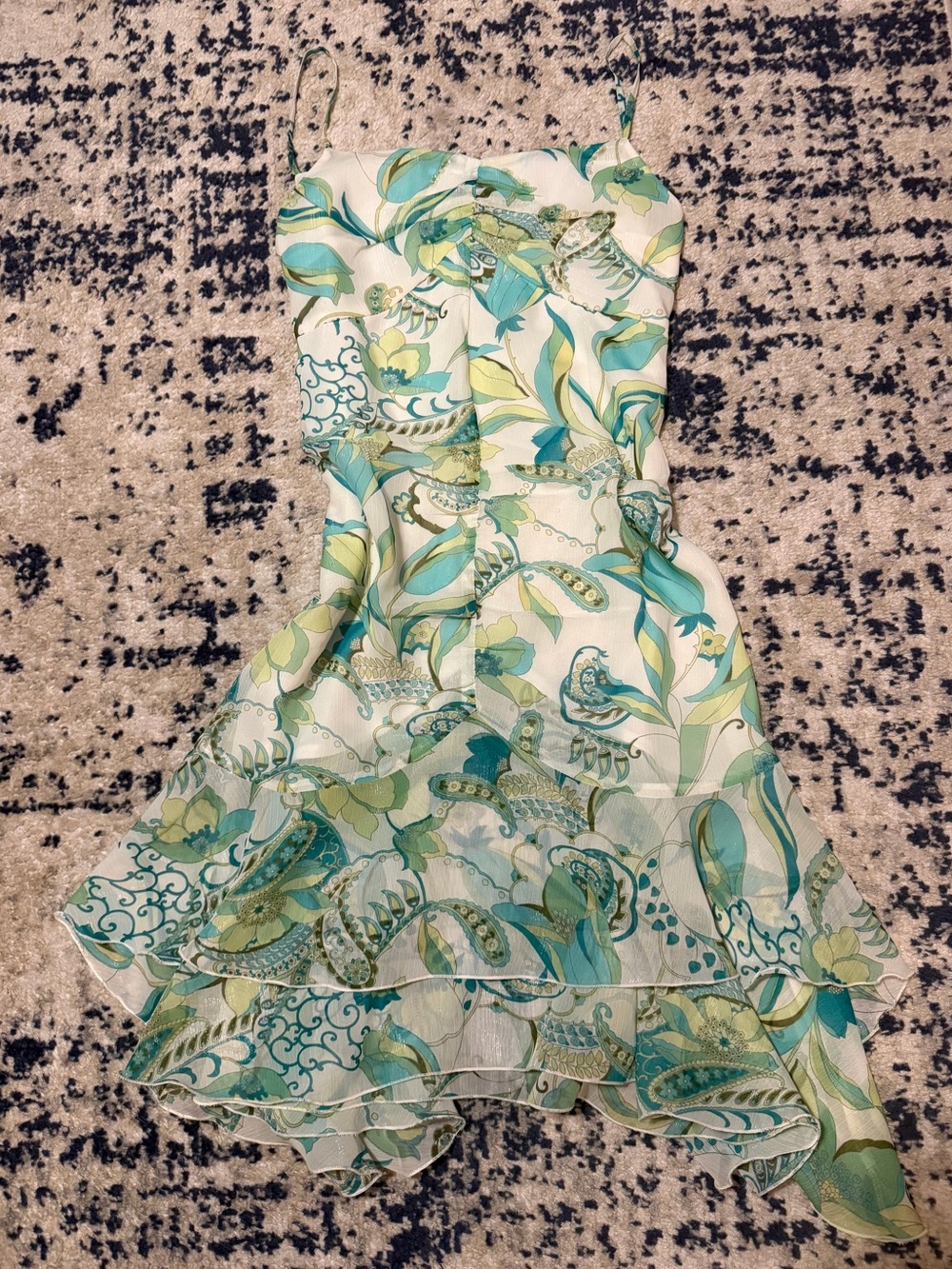 Green & Teal Floral Vintage Dress